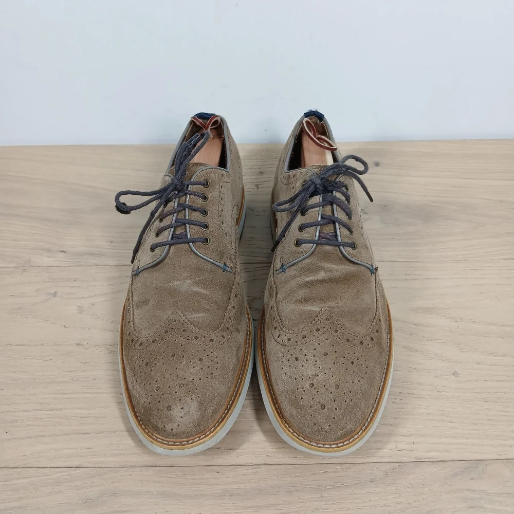 Blake‎ McKay Carson Tan Suede Leather Wingtip Oxford Brogue Shoes 404